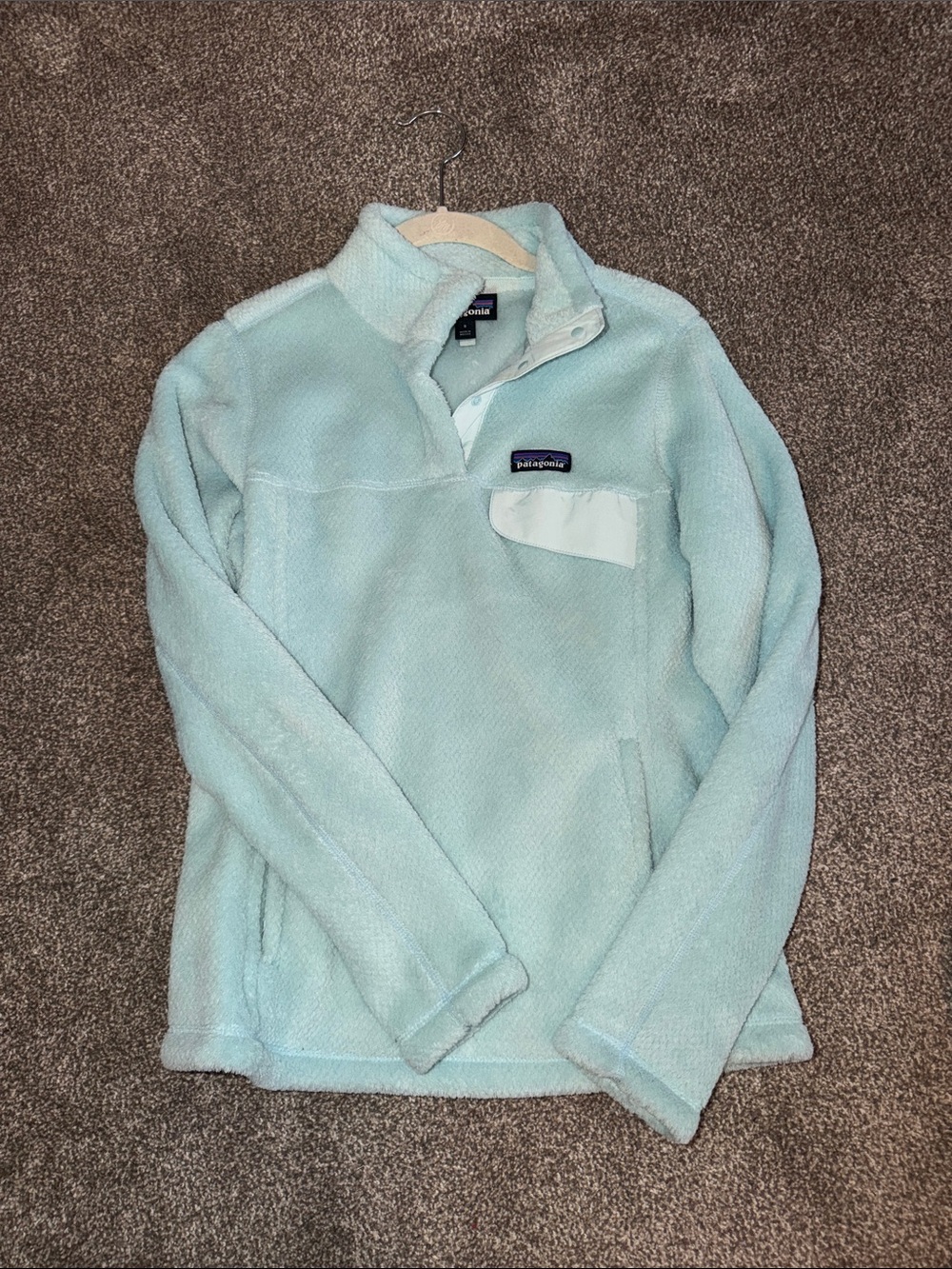 Patagonia Mint Blue Fleece Pullover